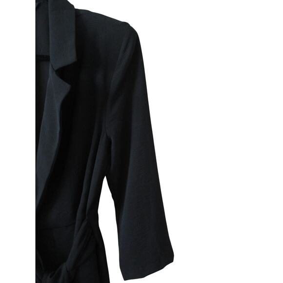 Nwt ZARA Black Blazer Mini Dress Romper w/ Fringe Side Tie Women Sz L - Picture 4 of 11